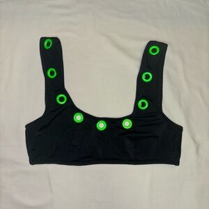 NWOT  Black and green bikini top